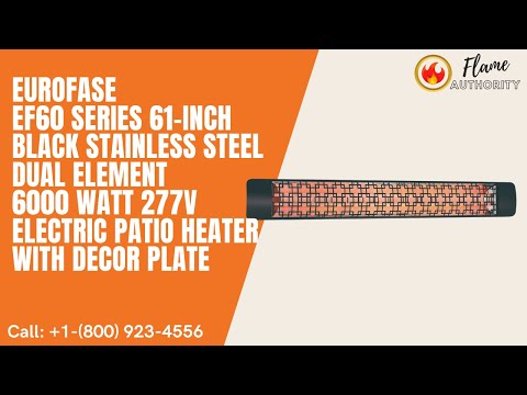 Eurofase EF60 Series 61-inch Black Stainless Steel Dual Element 6000 Watt 277V Electric Patio Heater with Decor Plate