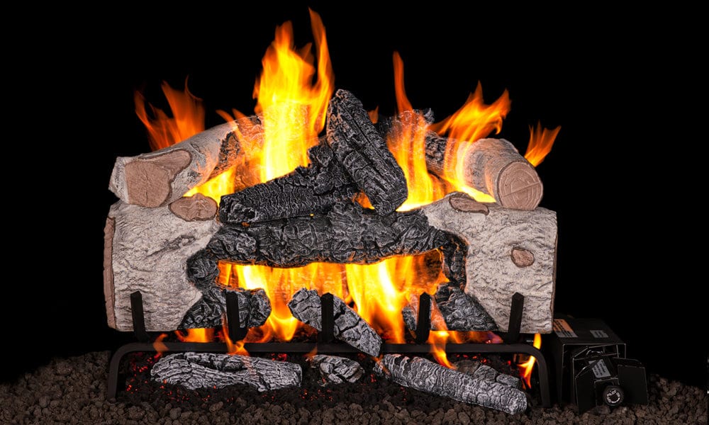 Real fyre Charred Cinder Birch Vented Gas Log CNDB Fireplace Log Sets Flame Authority