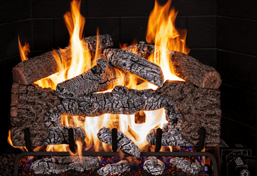 Real Fyre Charred Cinder Oak Vented Gas Log Set CNDO Fireplace Log Sets Flame Authority