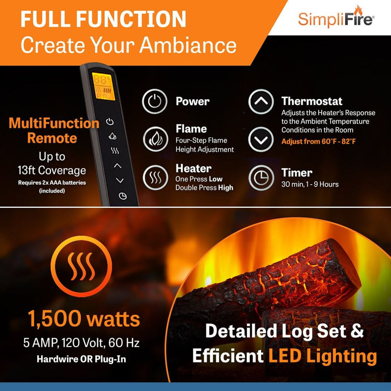 SimpliFire 25" Electric Insert Fireplace SF-INS25 Fireplaces SF-INS25 Flame Authority