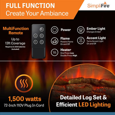 SimpliFire 32" Electric Insert Fireplace GI-32-ZC Fireplaces GI-32-ZC Flame Authority