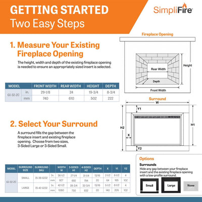 SimpliFire 32" Electric Insert Fireplace GI-32-ZC Fireplaces GI-32-ZC Flame Authority