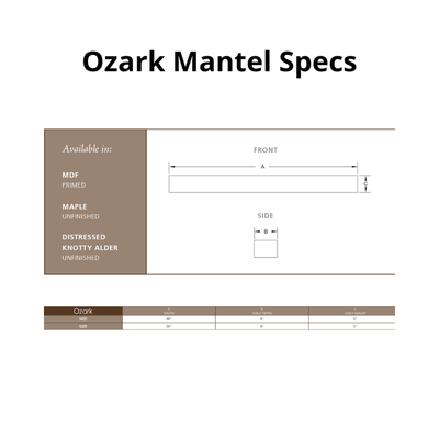 SimpliFire 48" Ozark Mantel Shelf Wood FMOK48