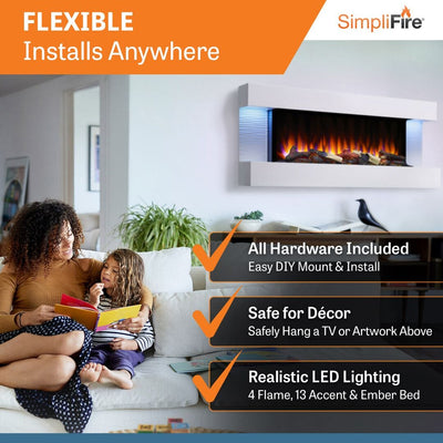 SimpliFire 50-Inch Format Floating Mantel Kit SF-FM50-WH Fireplace Accessories SF-FM50-WH Flame Authority