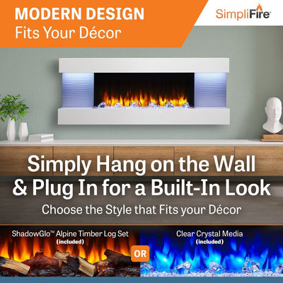 SimpliFire 60-Inch Format Floating Mantel Kit SF-FM60-WH Fireplace Accessories SF-FM60-WH Flame Authority