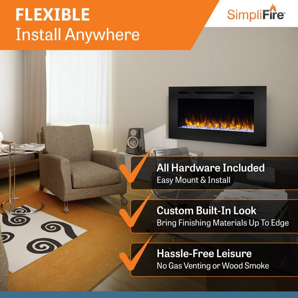 SimpliFire Allusion 40" Electric Fireplace SF-ALL40-BK Fireplaces SF-ALL40-BK Flame Authority