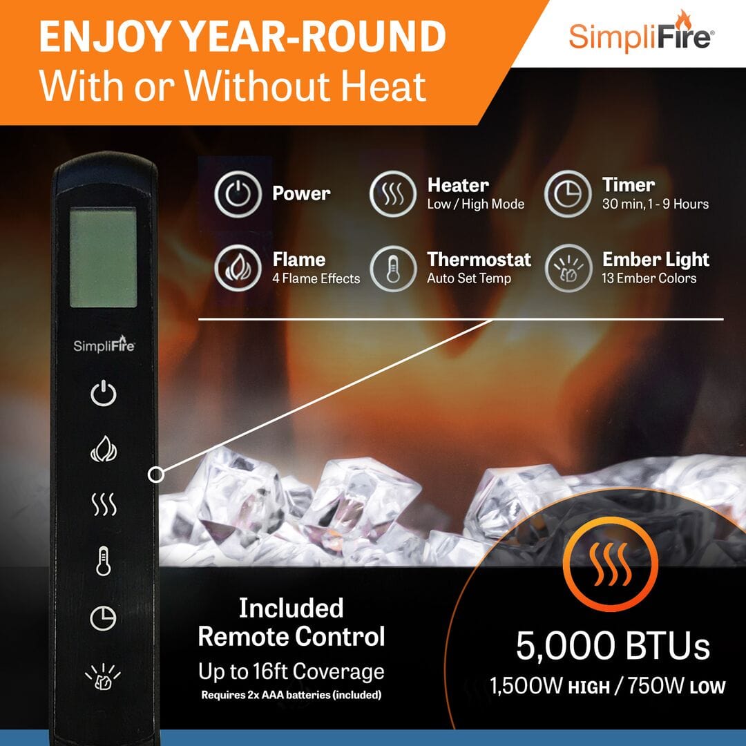 SimpliFire Allusion 40" Electric Fireplace SF-ALL40-BK Fireplaces SF-ALL40-BK Flame Authority