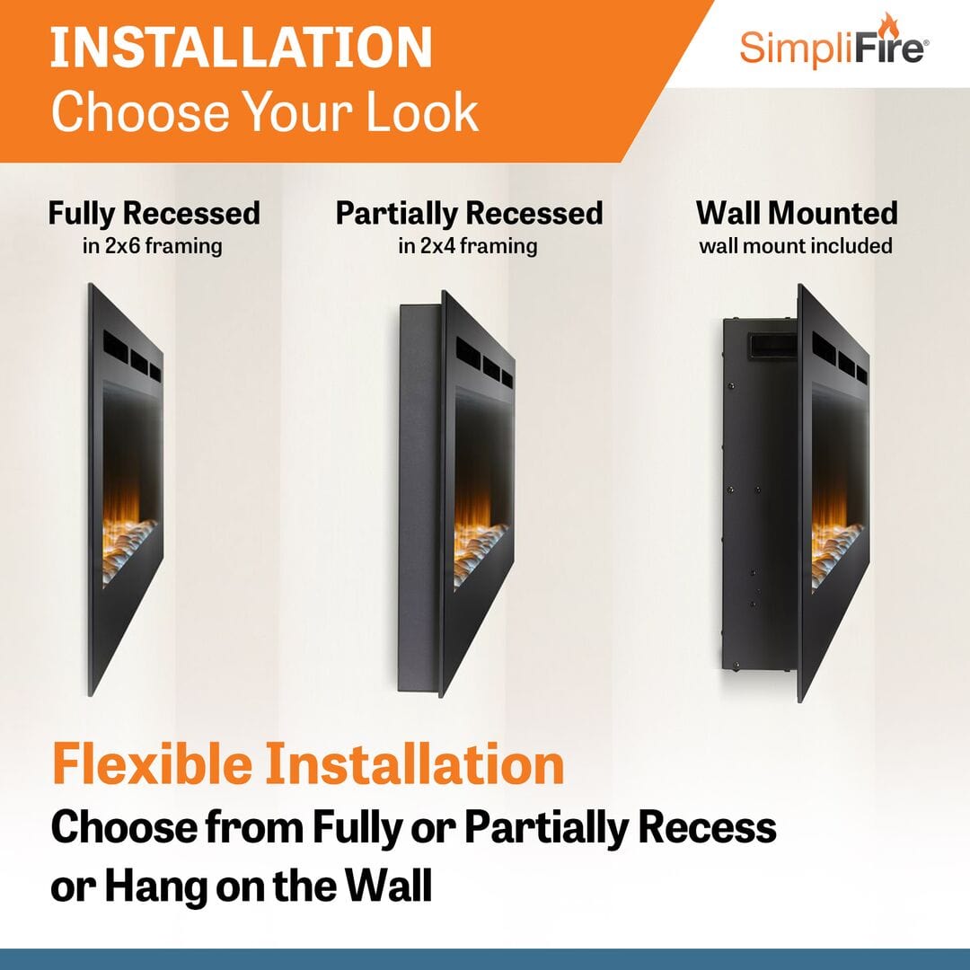 SimpliFire Allusion 40" Electric Fireplace SF-ALL40-BK Fireplaces SF-ALL40-BK Flame Authority