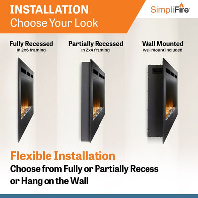 SimpliFire Allusion 40" Electric Fireplace SF-ALL40-BK Fireplaces SF-ALL40-BK Flame Authority