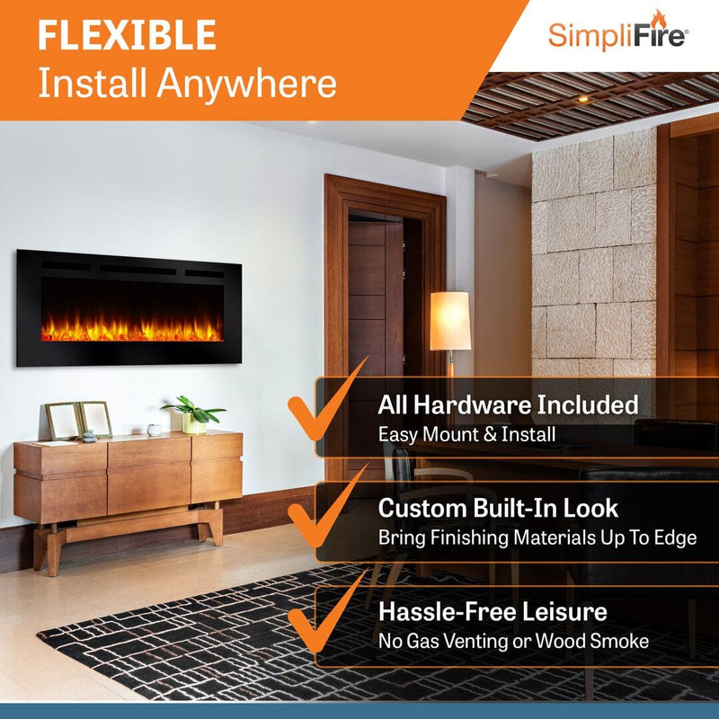 SimpliFire Allusion 48" Electric Fireplace SF-ALL48-BK Fireplaces SF-ALL48-BK Flame Authority