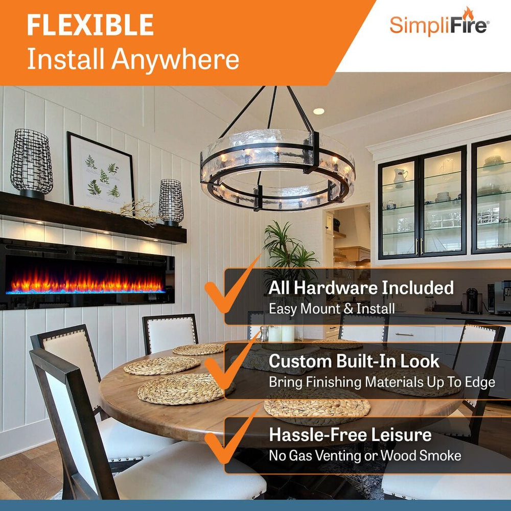 SimpliFire Allusion 60" Electric Fireplace SF-ALL60-BK Fireplaces SF-ALL60-BK Flame Authority