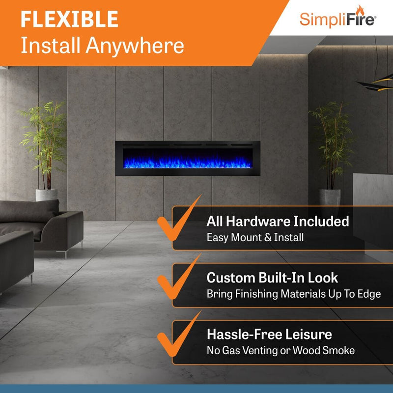 SimpliFire Allusion 84" Electric Fireplace SF-ALL84-BK Fireplaces SF-ALL84-BK Flame Authority