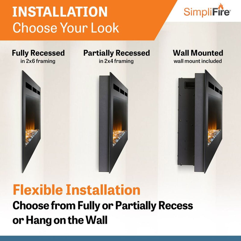 SimpliFire Allusion 84" Electric Fireplace SF-ALL84-BK Fireplaces SF-ALL84-BK Flame Authority