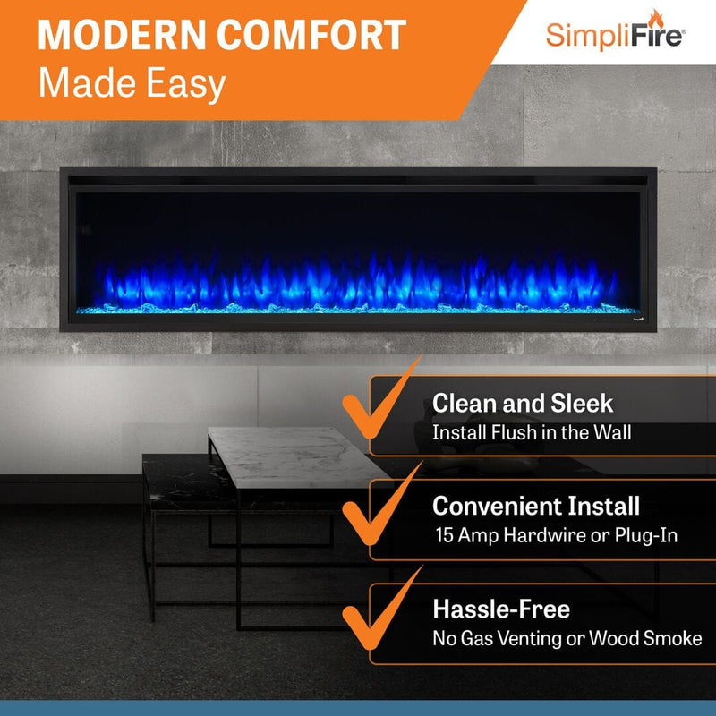 SimpliFire Allusion Platinum 50" Electric Fireplace SF-ALLP50-BK Fireplaces SF-ALLP50-BK Flame Authority