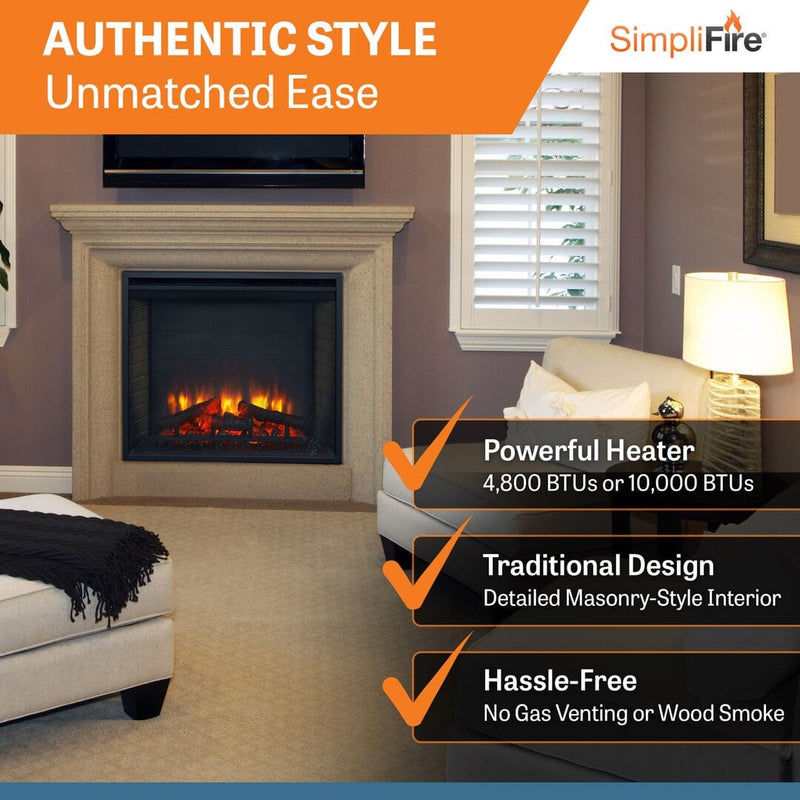 SimpliFire Built-In 30" Electric Fireplace SF-BI30-EB Fireplaces SF-BI30-EB Flame Authority