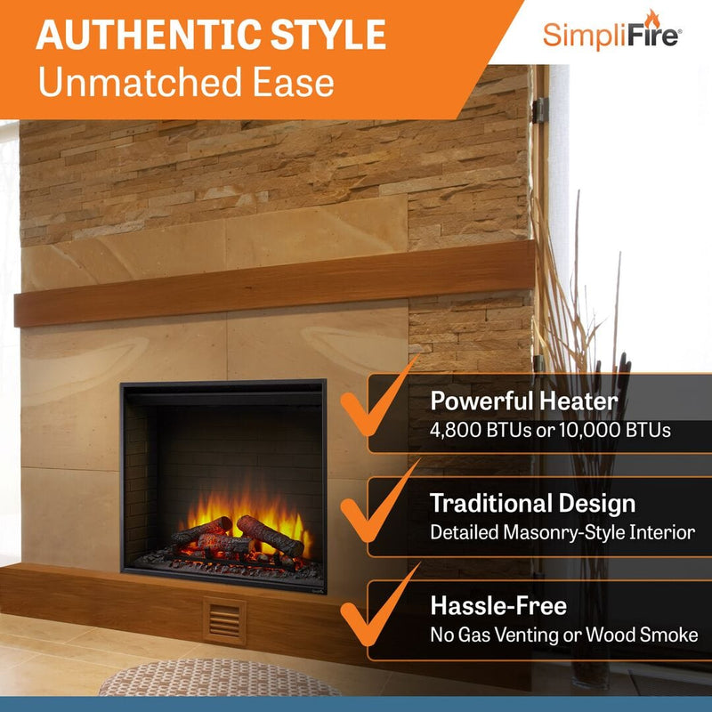 SimpliFire Built-In 36" Electric Fireplace SF-BI36-EB Fireplaces SF-BI36-EB Flame Authority