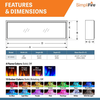 SimpliFire Forum 43-inch Electric Outdoor Fireplace SF-OD43 Fireplaces SF-OD43 Flame Authority