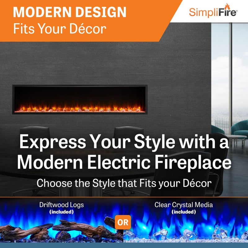 SimpliFire Scion 78" Electric Fireplace SF-SC78-BK Fireplaces SF-SC78-BK Flame Authority