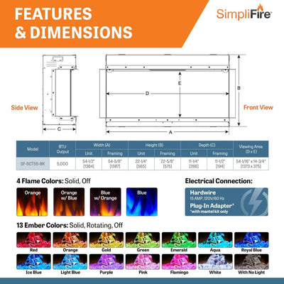 SimpliFire Scion Trinity 3-Sided Linear Electric Fireplace SF-SCT Fireplaces Flame Authority