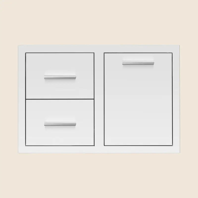 Summerset 33-Inch 2-Drawer & Trash or LP Tank Pullout Drawer Combo – #304 Stainless Steel Outdoor Kitchen Storage Cabinet BBQ Island Components DC2-33LP Flame Authority
