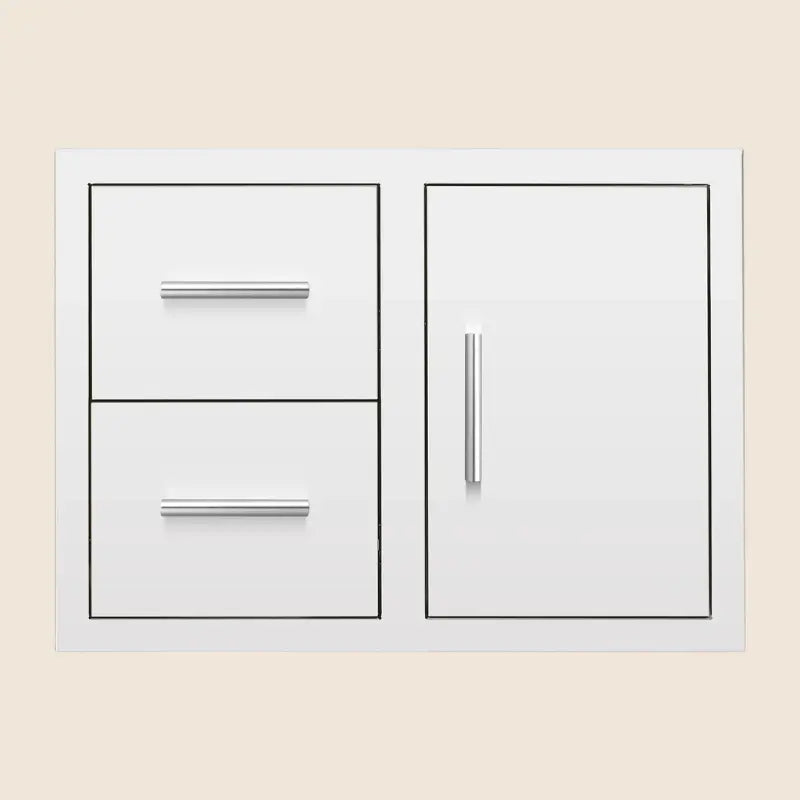 Summerset DC2-30 30-Inch 2-Drawer & Access Door Combo with Hidden Hinge – #304 Stainless Steel Outdoor Kitchen Storage Cabinet BBQ Island Components DC2-30 Flame Authority