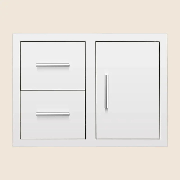 Summerset DC2-30 30-Inch 2-Drawer & Access Door Combo with Hidden Hinge – #304 Stainless Steel Outdoor Kitchen Storage Cabinet BBQ Island Components DC2-30 Flame Authority