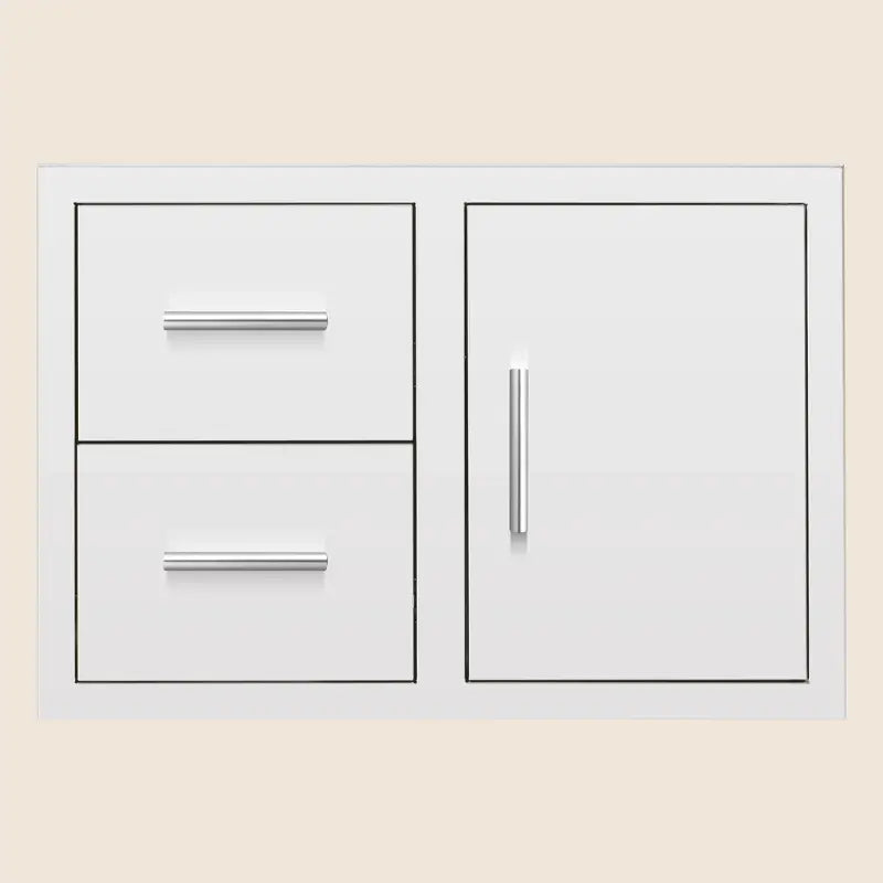Summerset DC2-33 33-Inch 2-Drawer & Access Door Combo with Hidden Hinge – #304 Stainless Steel Outdoor Kitchen Storage Cabinet BBQ Island Components DC2-33 Flame Authority