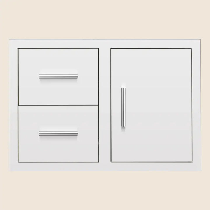 Summerset DC2-33 33-Inch 2-Drawer & Access Door Combo with Hidden Hinge – #304 Stainless Steel Outdoor Kitchen Storage Cabinet BBQ Island Components DC2-33 Flame Authority