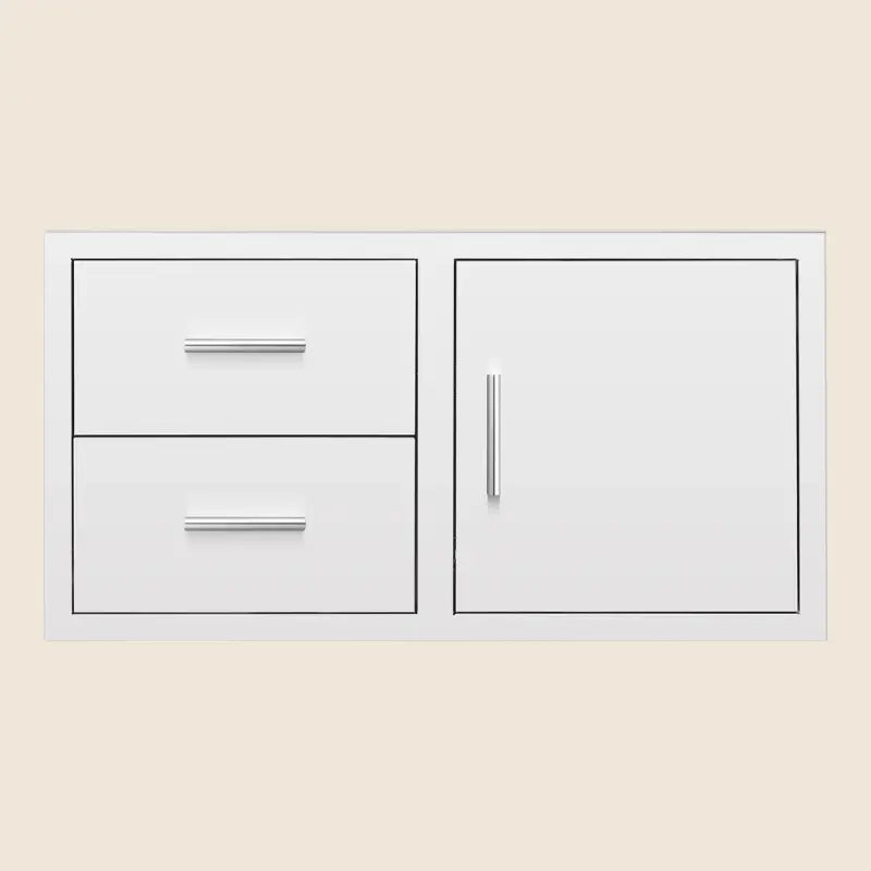 Summerset DC2-42 42-Inch 2-Drawer & Access Door Combo with Hidden Hinge – #304 Stainless Steel Outdoor Kitchen Storage Cabinet BBQ Island Components DC2-42 Flame Authority