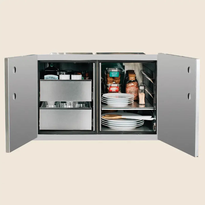 Summerset DP-36DC 36-Inch 2-Drawer Dry Storage Pantry & Enclosed Cabinet Combo BBQ Island Components DP-36DC Flame Authority