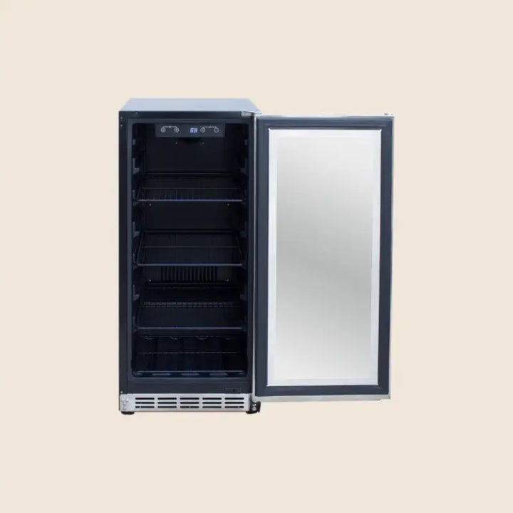Summerset RFR-15G 15-Inch Outdoor Rated Refrigerator with Glass Door – 3.2 Cu. Ft. Refrigerators RFR-15G Flame Authority