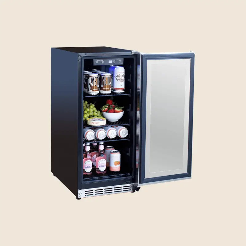 Summerset RFR-15G 15-Inch Outdoor Rated Refrigerator with Glass Door – 3.2 Cu. Ft. Refrigerators RFR-15G Flame Authority