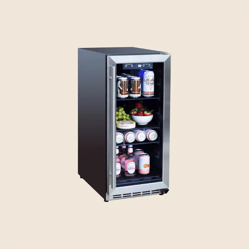Summerset RFR-15G 15-Inch Outdoor Rated Refrigerator with Glass Door – 3.2 Cu. Ft. Refrigerators RFR-15G Flame Authority