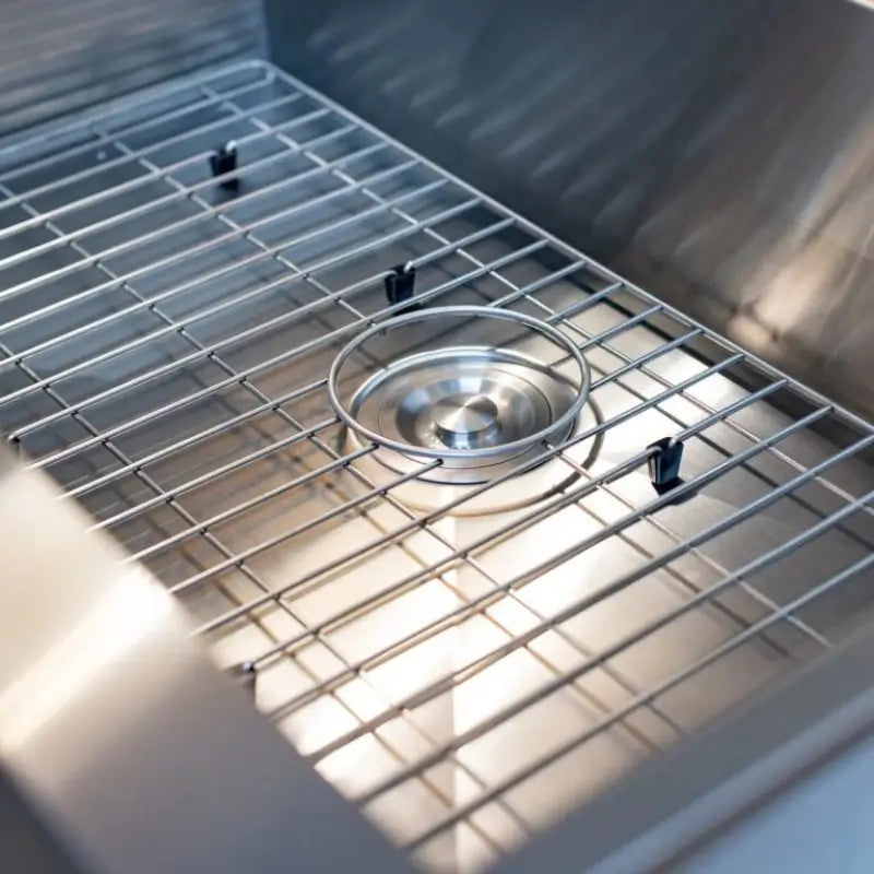Summerset SNK-32FH-P 32-Inch Outdoor Farmhouse Sink Package with Hot & Cold Pull-Down Faucet BBQ Island Components SNK-32FH-P Flame Authority
