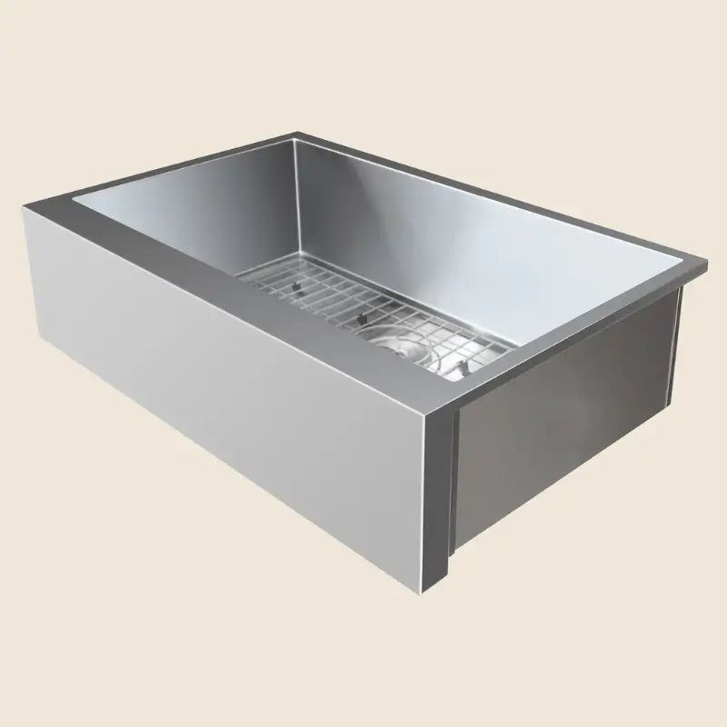 Summerset SNK-32FH-P 32-Inch Outdoor Farmhouse Sink Package with Hot & Cold Pull-Down Faucet BBQ Island Components SNK-32FH-P Flame Authority