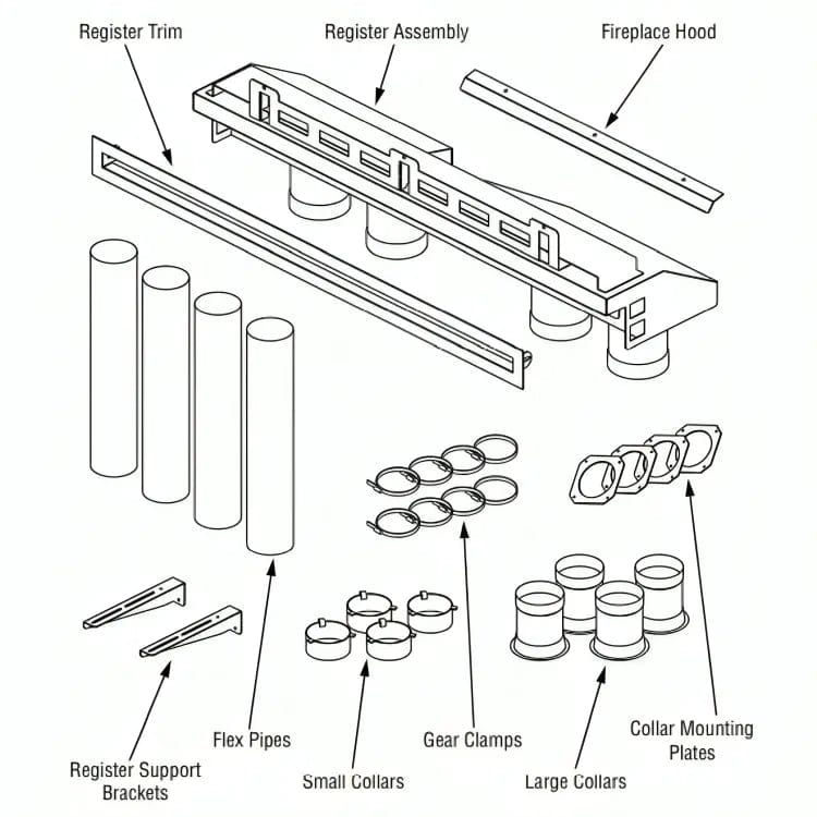 Superior DRL2000 Series 45-inch HeatFlo Convection Air Circulation Kit HTFLO-DV45 Fireplace Accessories HTFLO-DV45 Flame Authority