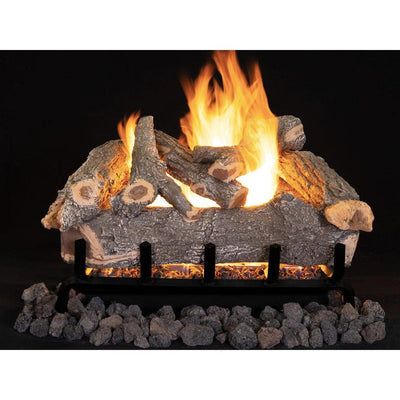 Superior Dual-Burner Smoky Weathered Oak 24" 7-Piece Vented Gas Log Set SMOKYWEATHERED24 Fireplace Log Sets SMOKYWEATHERED24 Flame Authority