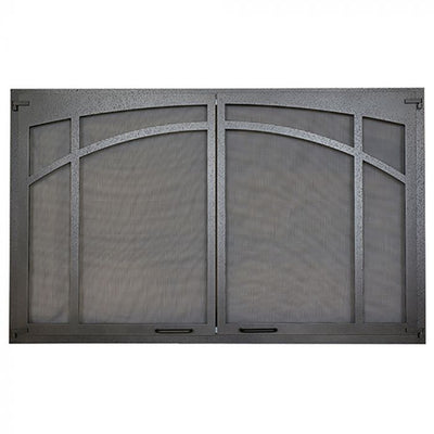 Superior Fireplaces Textured Iron Arched Screen Door Front View