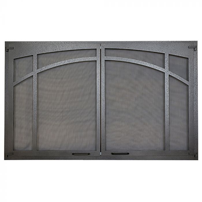 Superior Fireplaces Textured Iron Arched Screen Door Front View