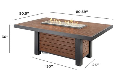 The Outdoor GreatRoom Company 42 Inch Brown Kenwood Linear Dining-Height Gas Fire Pit Table KW-1242-K