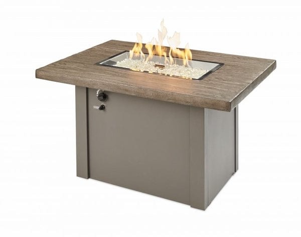 The Outdoor Greatroom Company 44 Inch Driftwood Havenwood Rectangular Gas Fire Pit Table HVDG-1224-K