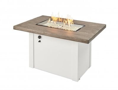 The Outdoor Greatroom Company 44 Inch Driftwood Havenwood Rectangular Gas Fire Pit Table HVDW-1224-K