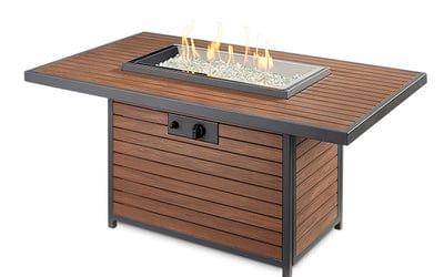 The Outdoor GreatRoom Company 50 Inch Brown Kenwood Chat Height Rectangular Fire Table KW-1224-19-K