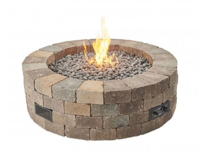 The Outdoor Greatroom Company 52 Inch Bronson Block Round Gas Fire Pit Kit BRON52-K