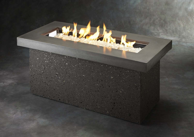 The Outdoor GreatRoom Company 54 Inch Grey Key Largo Linear Gas Fire Pit Table KL1242MDSING