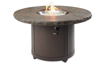 The Outdoor Greatroom Company Fire Pit Table 48 Inch Beacon Marbleized Noche Chat-Height Gas Fire Pit Table BC-20-MNB