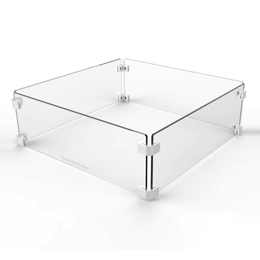 The Outdoor Plus 22x22x8 inch Square Tempered Glass Wind Guard OPT-WG-2222