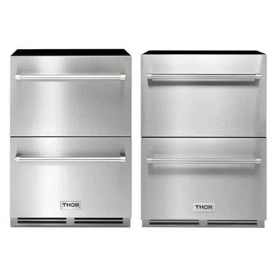 Thor Kitchen 24-Inch 5.4 cu. Built-in Indoor/Outdoor Double Drawer Refrigerator Flame Authority