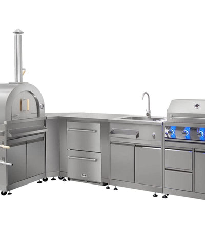 Thor Kitchen 26.8-inch Outdoor Kitchen Pizza Oven and Cabinet in Stainless Steel MK07SS304 Flame Authority