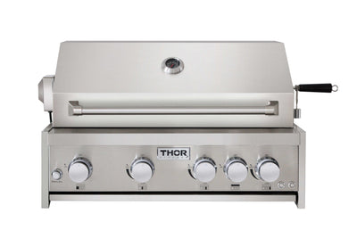 Thor Kitchen 32 Inch 4-Burner Gas BBQ Grill with Rotisserie in Stainless Steel MK04SS304 Flame Authority